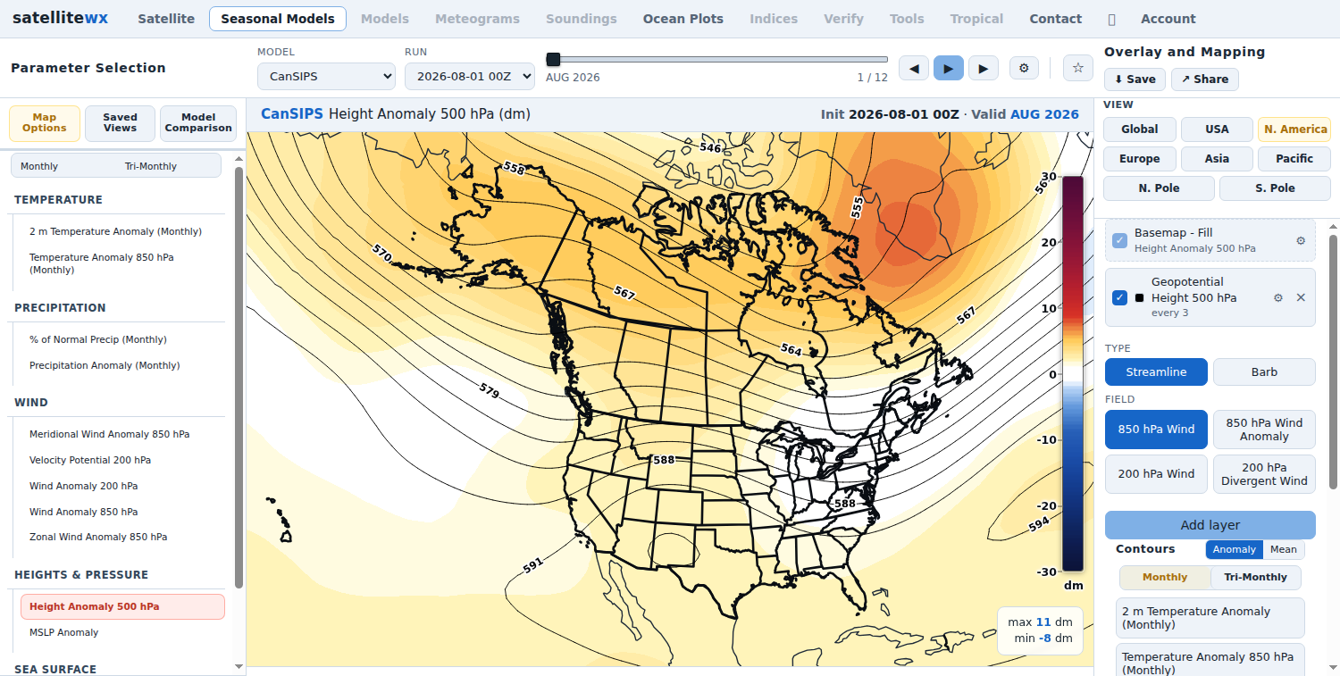 CanSIPS 500 hPa height anomaly
